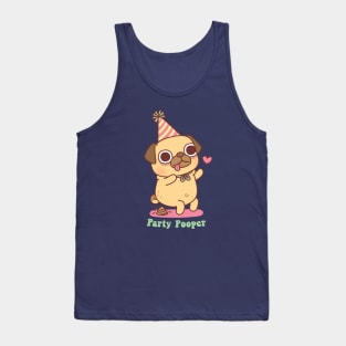 Cute Little Pug Is A Party Pooper Tank Top